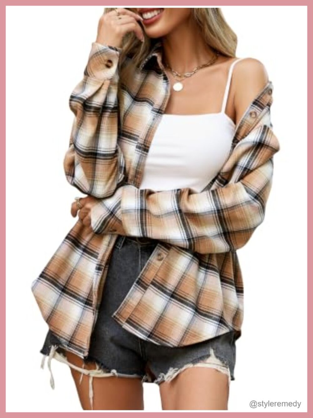 Women's Thick Flannel Plaid Button Down Shirt Loose Fit Long Sleeve